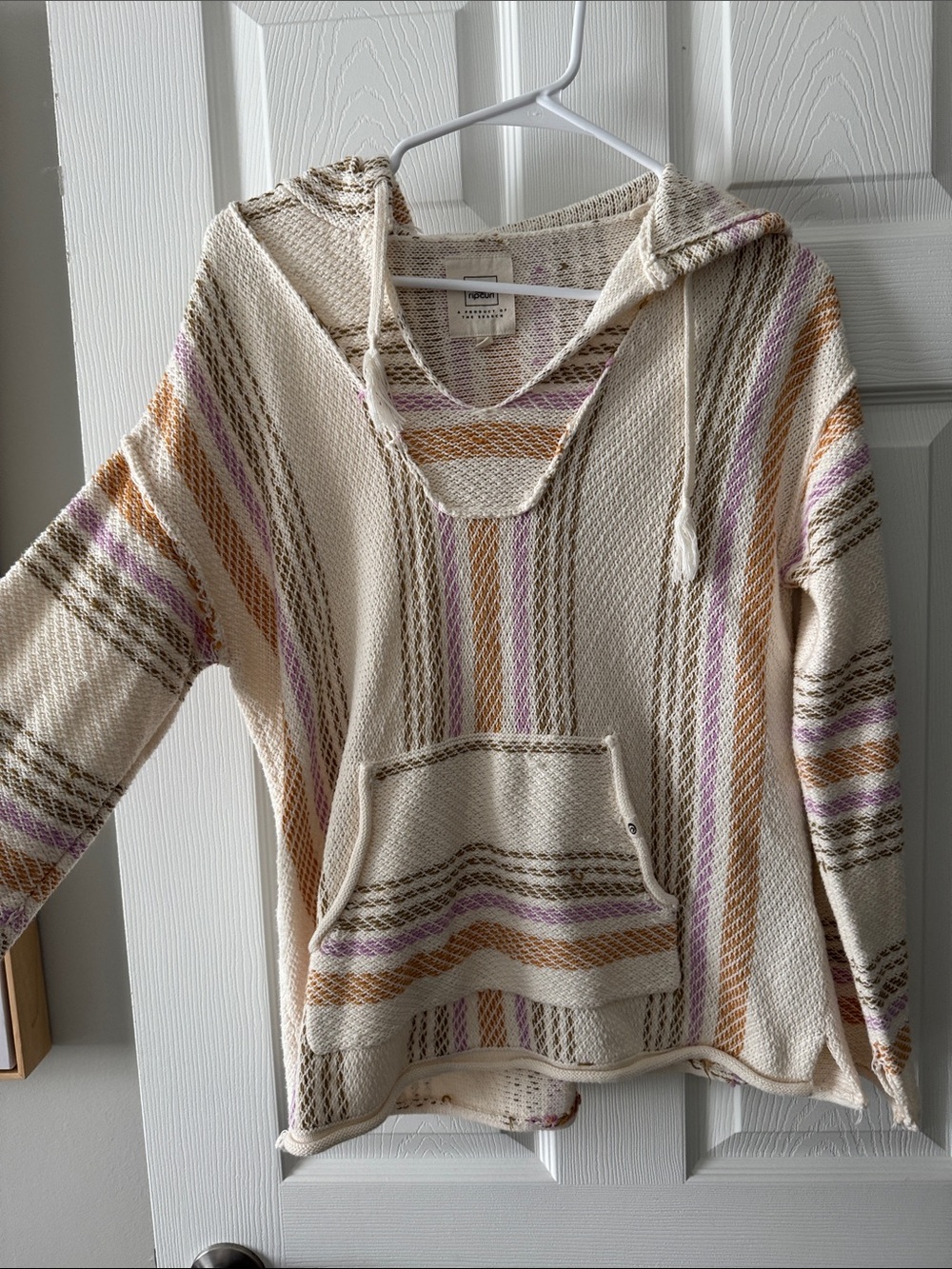Ripcurl knit Hooded Baja Pullover - Cream with Pastel Stripes - Picture 6 of 6